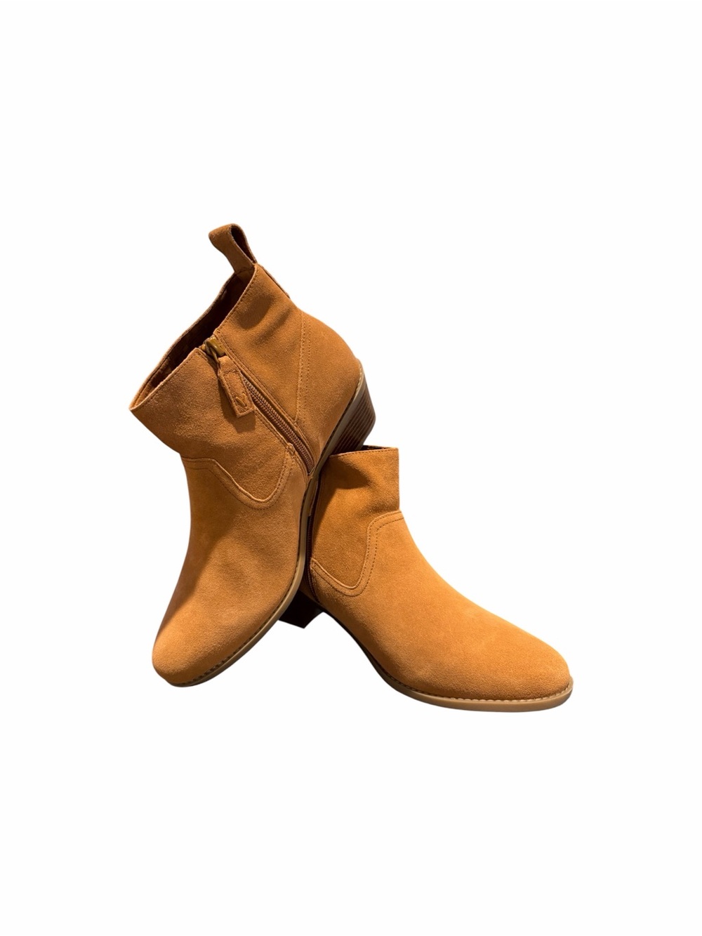 Vionic Bianca Suede Western Ankle Booties Tan | NEW | $170 Retail